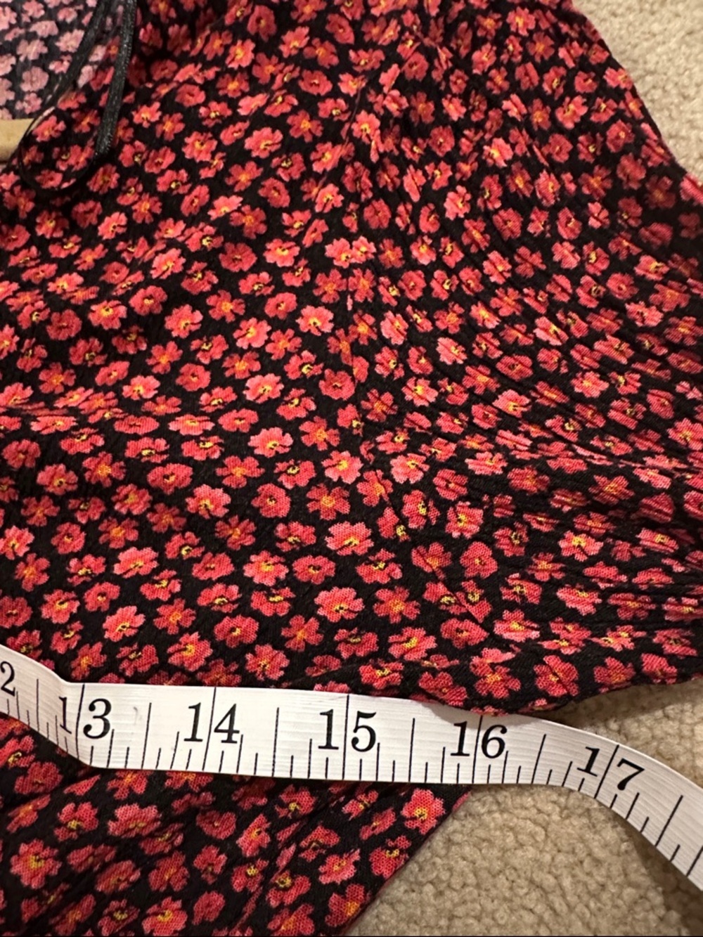 Altar'd State Red Floral V-Neck Smocked Waist Blouse​ - Picture 6 of 7